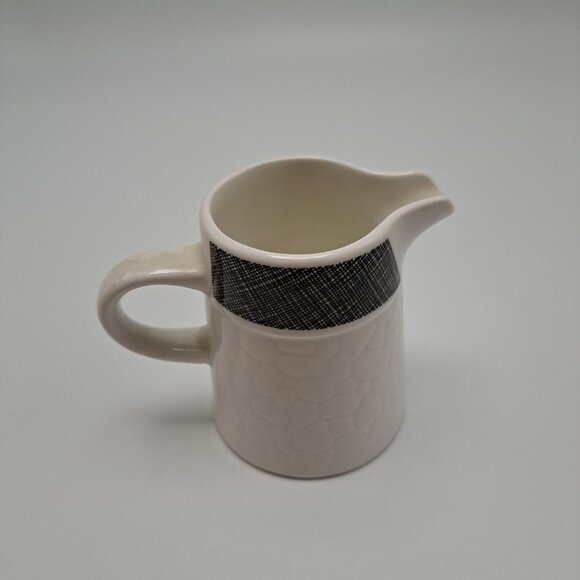 Syracuse China Syralite Textured White Creamer Black Accent Design Vintage - Picture 1 of 7